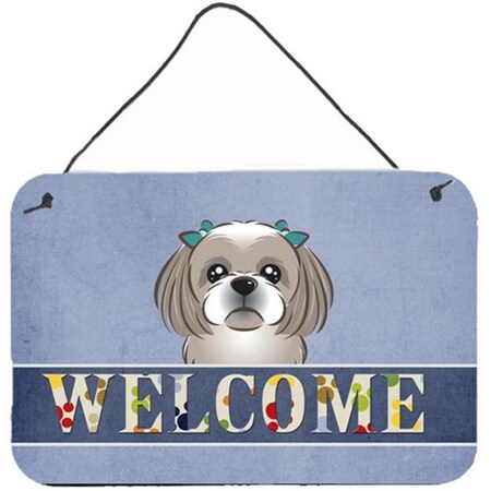 Carolines Treasures Gray Silver Shih Tzu Welcome Wall and Door Hanging Prints BB1436DS812